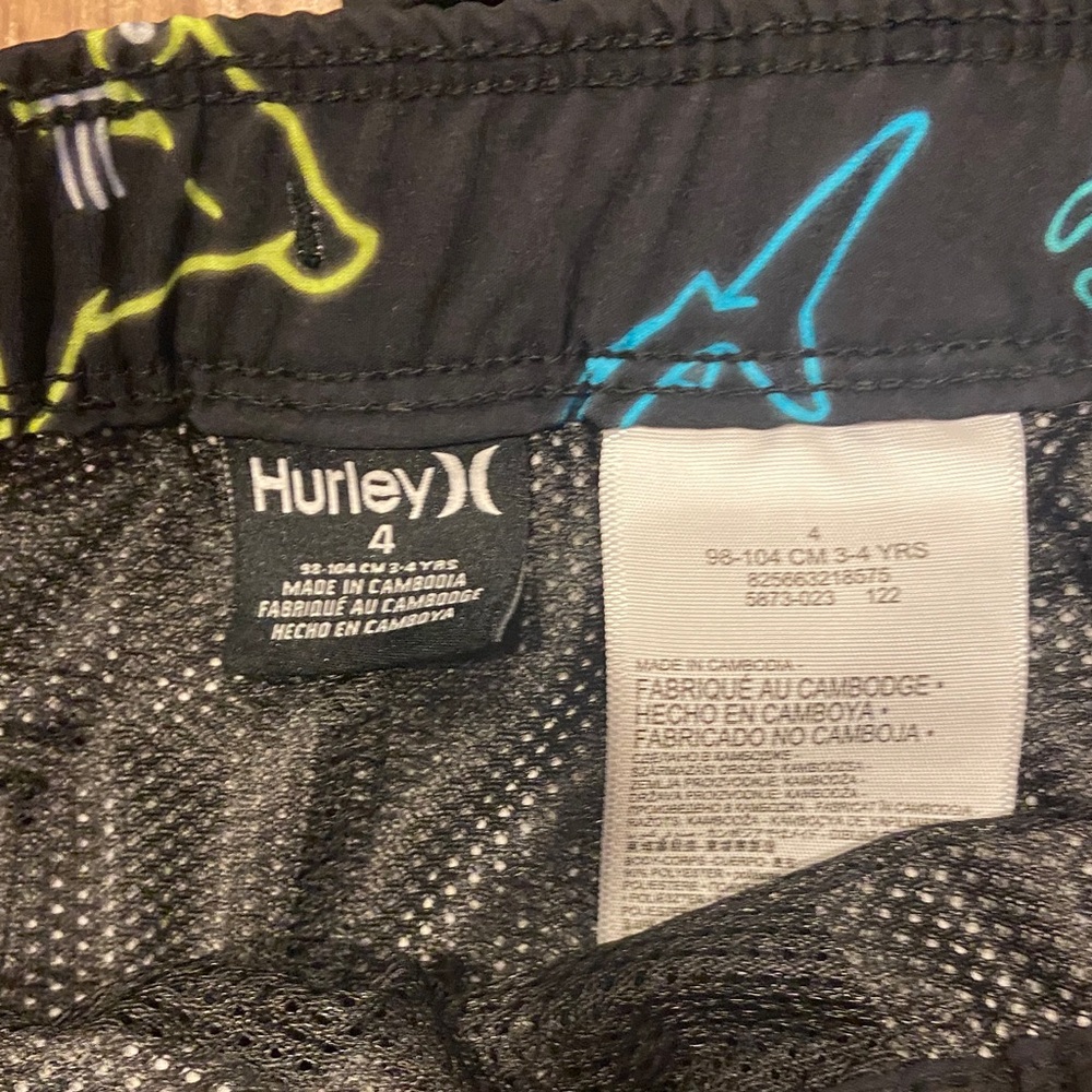 Hurley Kids Black Rashguard with Colorful Swim Trunks size 4 - Picture 5 of 5